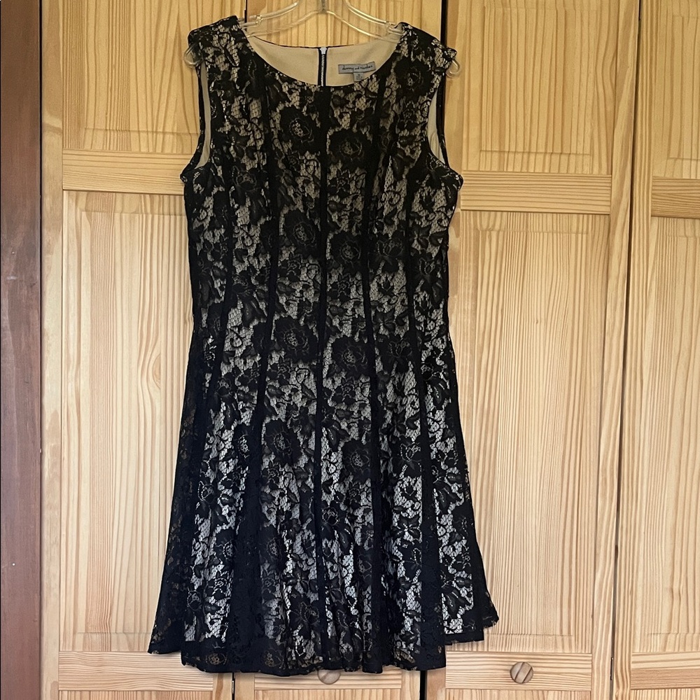 Danny & Nicole Black Floral Lace Dress